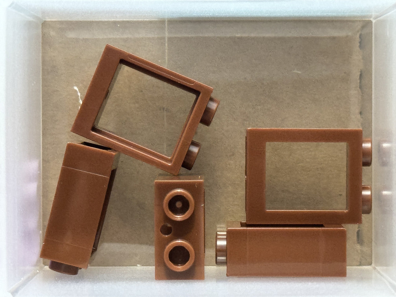 LEGO Parts - Reddish Brown Window 1 x 2 x 2 Flat Front - No 60592 - QTY 5