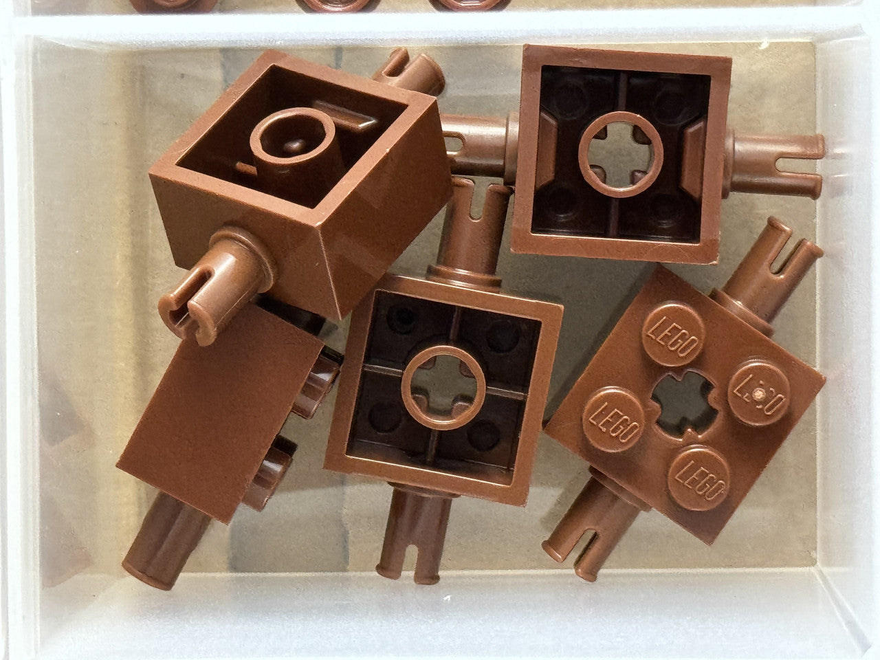 LEGO Parts - Reddish Brown Brick 2 x 2 with Pins Axle Hole - No 30000 - QTY 5