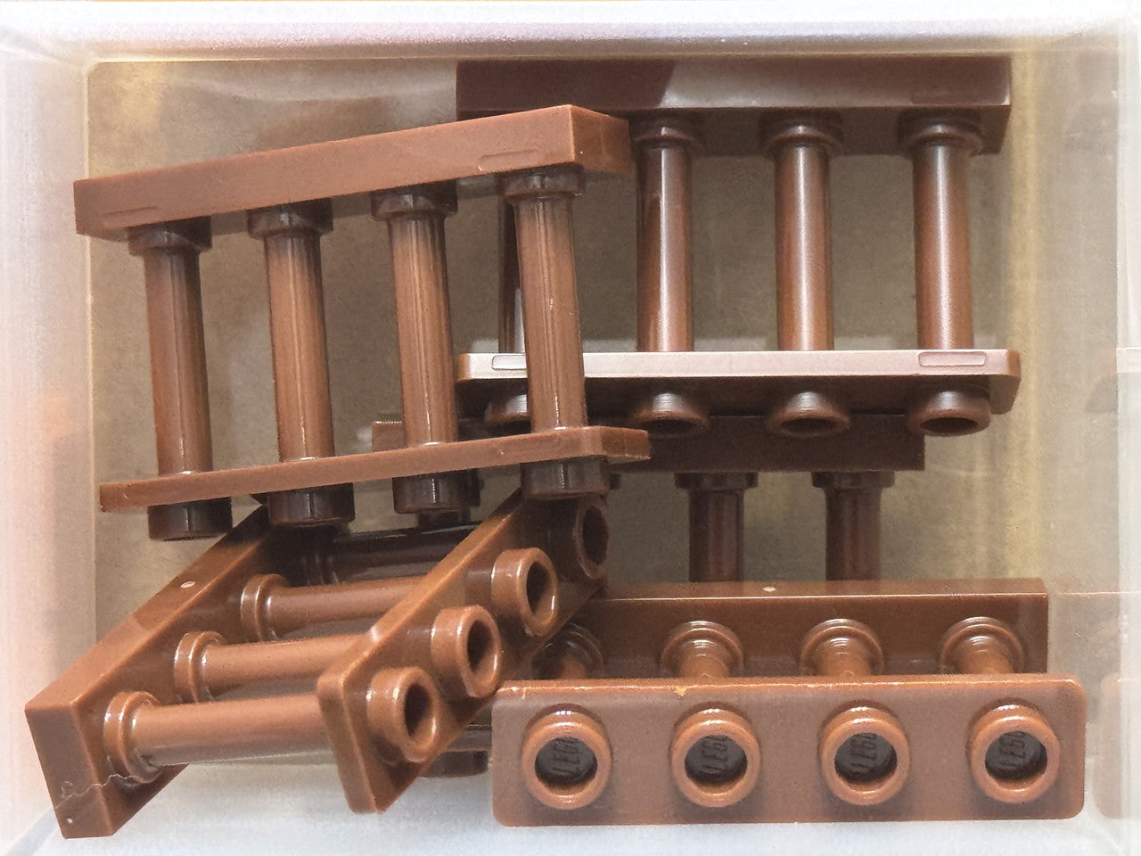 LEGO Parts - Reddish Brown Fence 1 x 4 x 2 Spindled 4 Studs - No 15332 - QTY 5