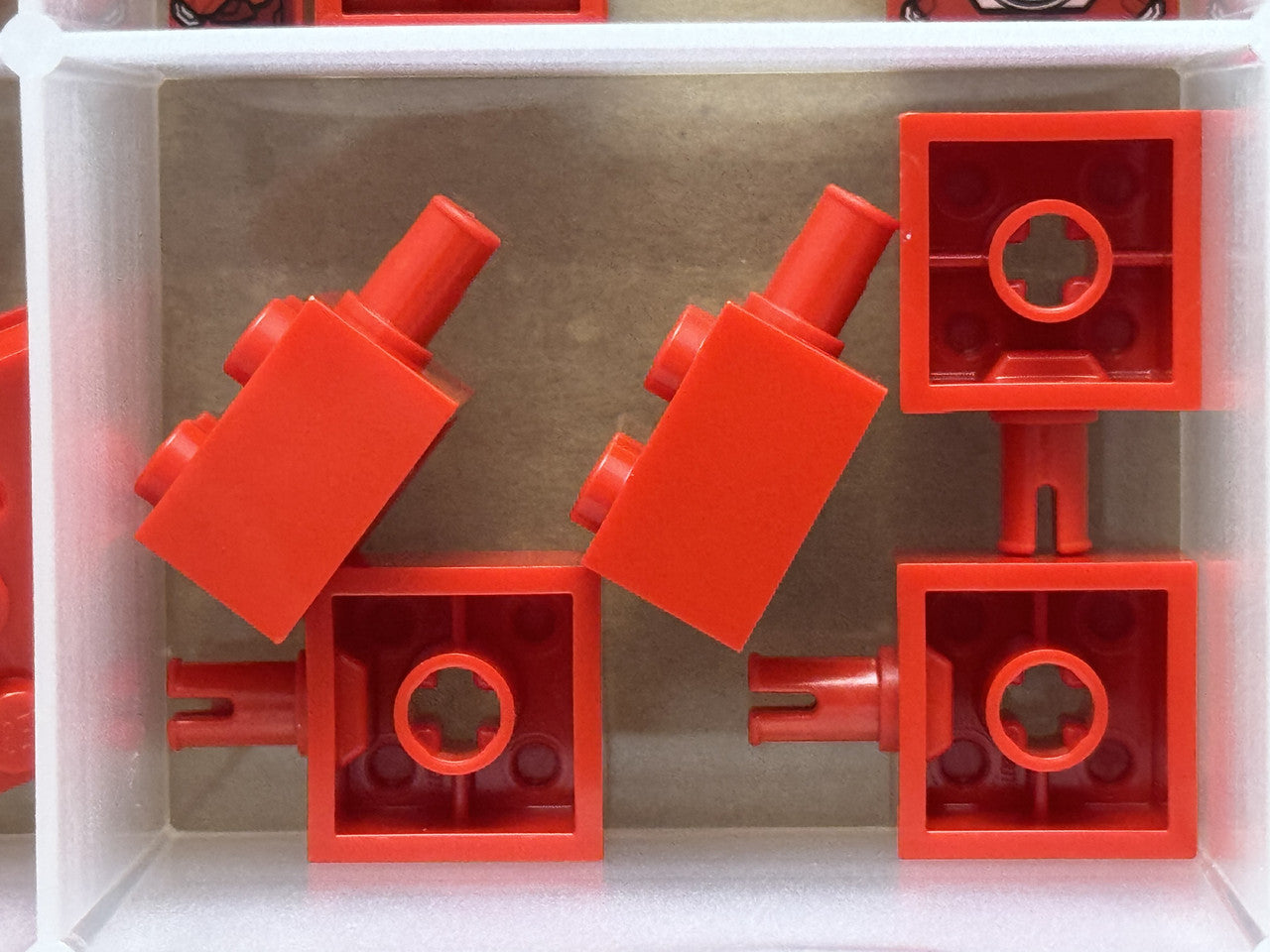 LEGO Parts - Red Brick, Modified 2 x 2 with Pin and Axle Hole - No 6232 - QTY 5