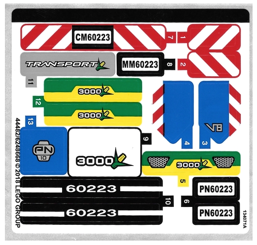LEGO Stickers - Sheet for Set 60223 - No 60223stk01 - QTY 1