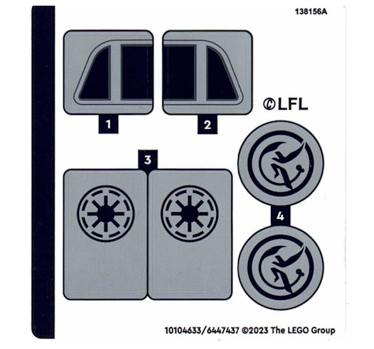 LEGO Stickers - Sheet for Set 75360 - No 75360stk01 - QTY 1