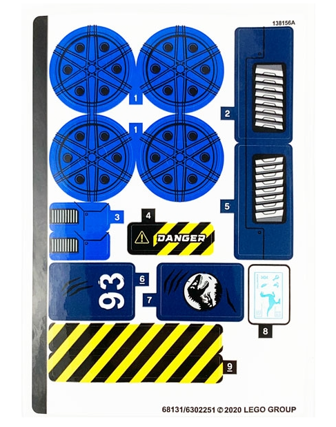LEGO Stickers - Sheet for Set 75940 - No 75940stk01 - QTY 1