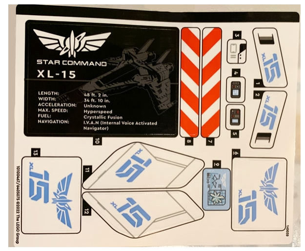 LEGO Stickers - Sheet for Set 76832 - No 76832stk01 - QTY 1