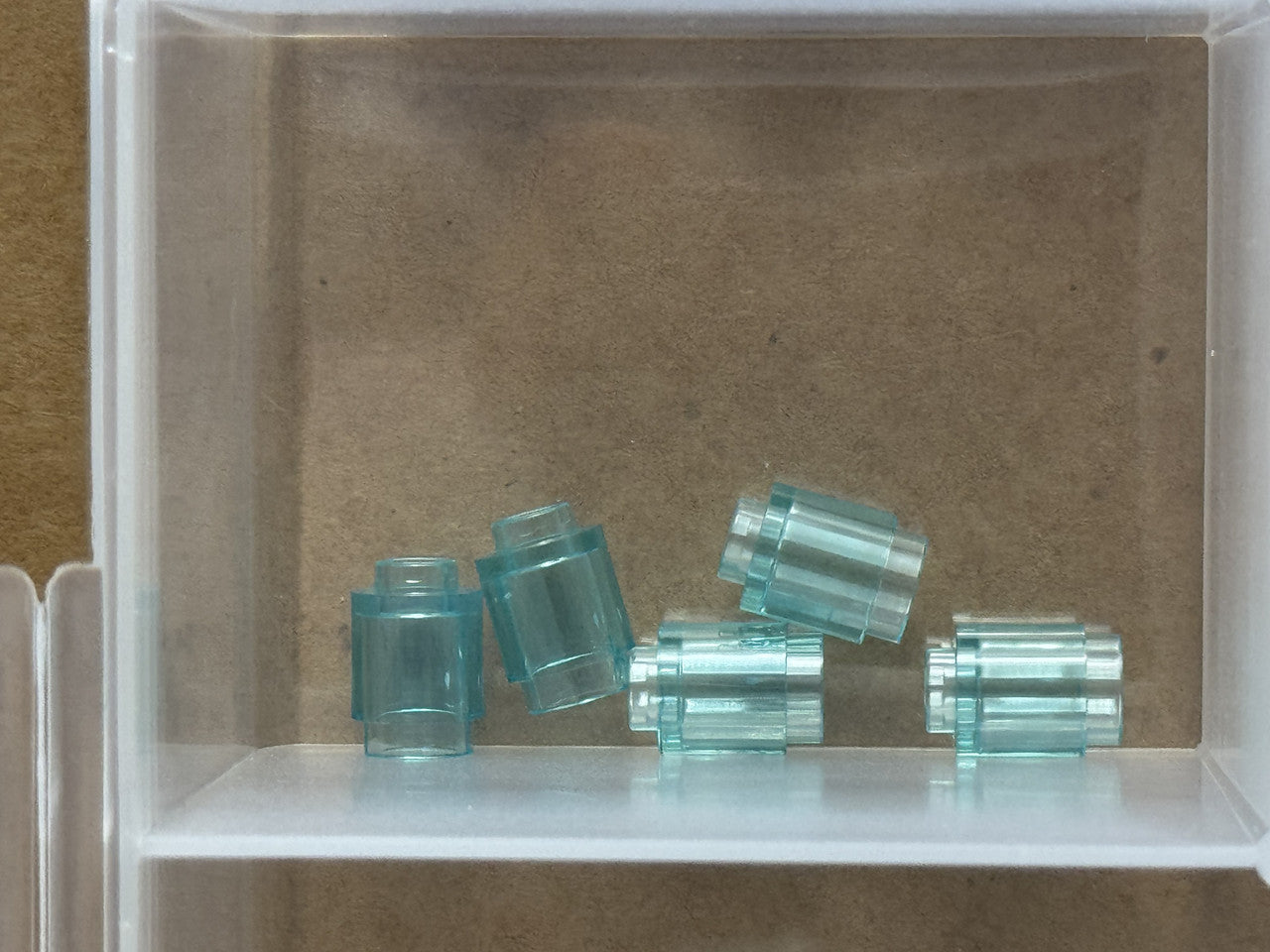 LEGO Parts - Trans-Light Blue Brick, Round 1 x 1 - No 3062 - QTY 5