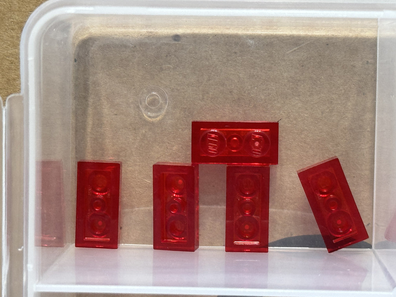 LEGO Parts - Trans-Red Plate 1 x 2 - No 3023 - QTY 5