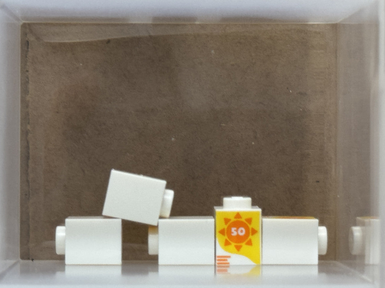 LEGO Parts - White Brick 1 x 1 Orange Sun - No 3005pb060 - QTY 5