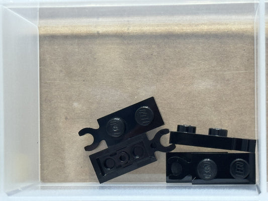 LEGO Parts - Black Plate 1 x 2 with Clip on End - No 78256 - QTY 5