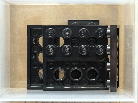 LEGO Parts - Black Technic, Plate 2 x 4 with 3 Holes - No 3709 - QTY 5