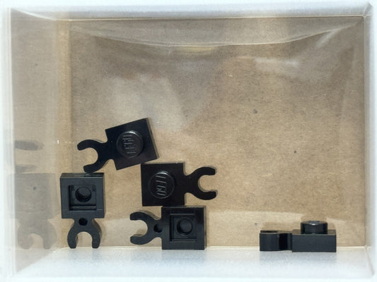 LEGO Parts - Black Plate 1 x 1 with Open O Clip Thick - No 4085d - QTY 5