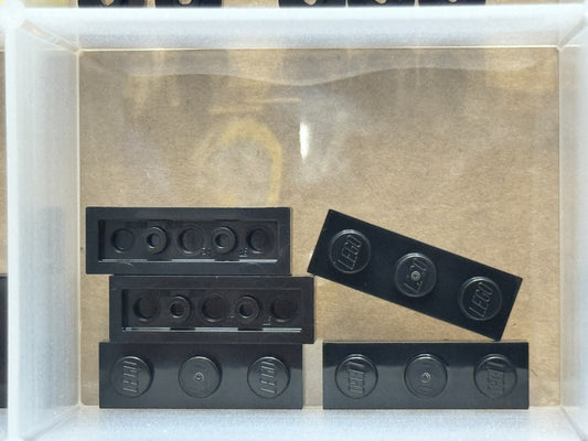 LEGO Parts - Black Plate 1 x 3 - No 3623 - QTY 5
