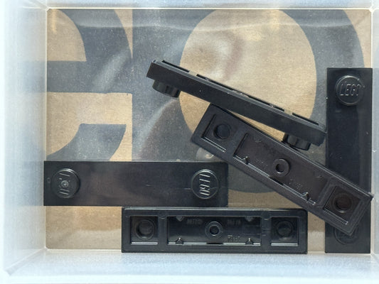 LEGO Parts - Black Plate 1 x 4 with 2 Studs with Groove - No 41740 - QTY 5