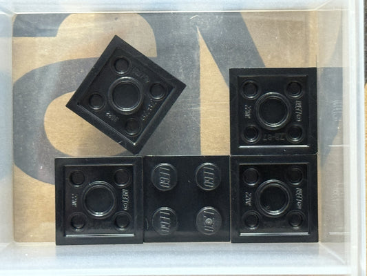 LEGO Parts - Black Plate 2 x 2 - No 3022 - QTY 5