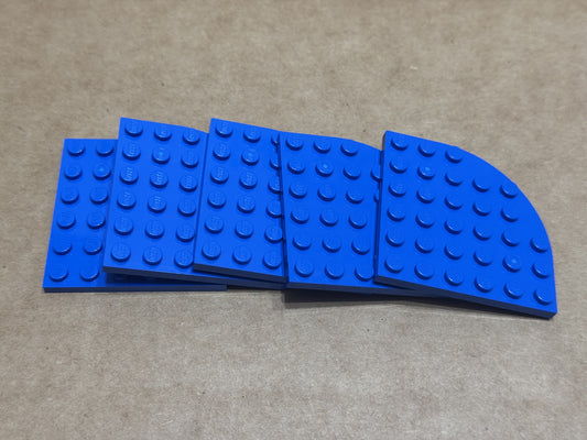 LEGO Parts - Blue Plate, Round Corner 6 x 6 - No 6003 - QTY 5