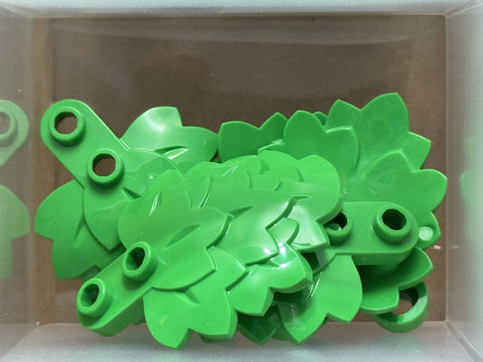 LEGO Parts - Bright Green Plant Plate, Round 1 x 2 Leaves - No 5058 - QTY 5