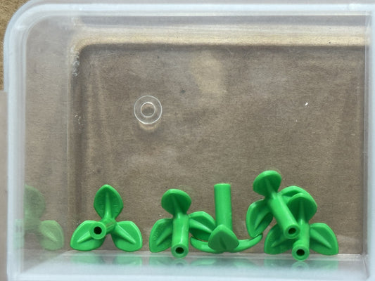 LEGO Parts - Bright Green Plant Stem with Bar, 3 Leaves - No 37695 - QTY 5