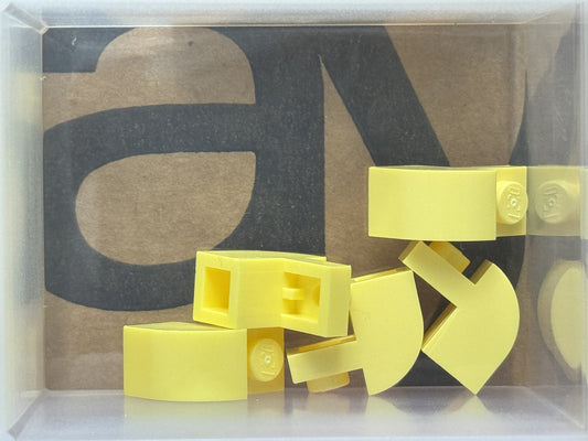 LEGO Parts - Bright Light Yellow Slope, Curved 2 x 1 x 1 1/3 - No 6091 - QTY 5