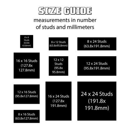 Brick Baseplate - 10 Sizes, 30 Colors