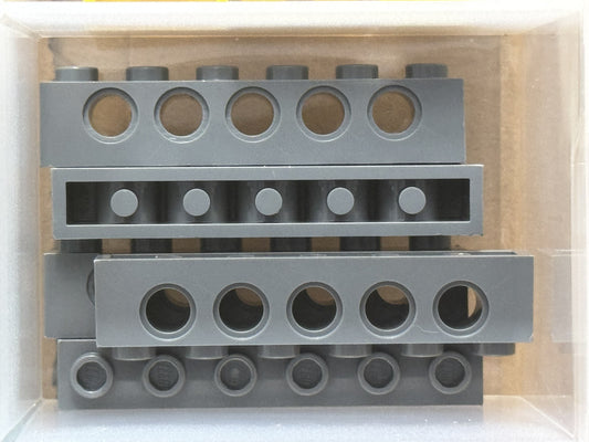 LEGO Parts - Dark Bluish Gray Technic, Brick 1 x 6 with Holes - No 3894 - QTY 5