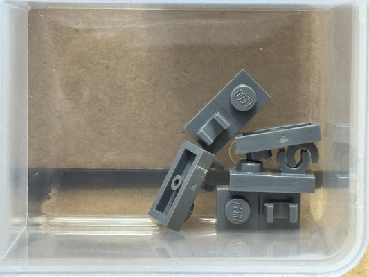 LEGO Parts - Dark Bluish Gray Plate 1 x 2 Open O Clip on Top - No 44861 - QTY 5