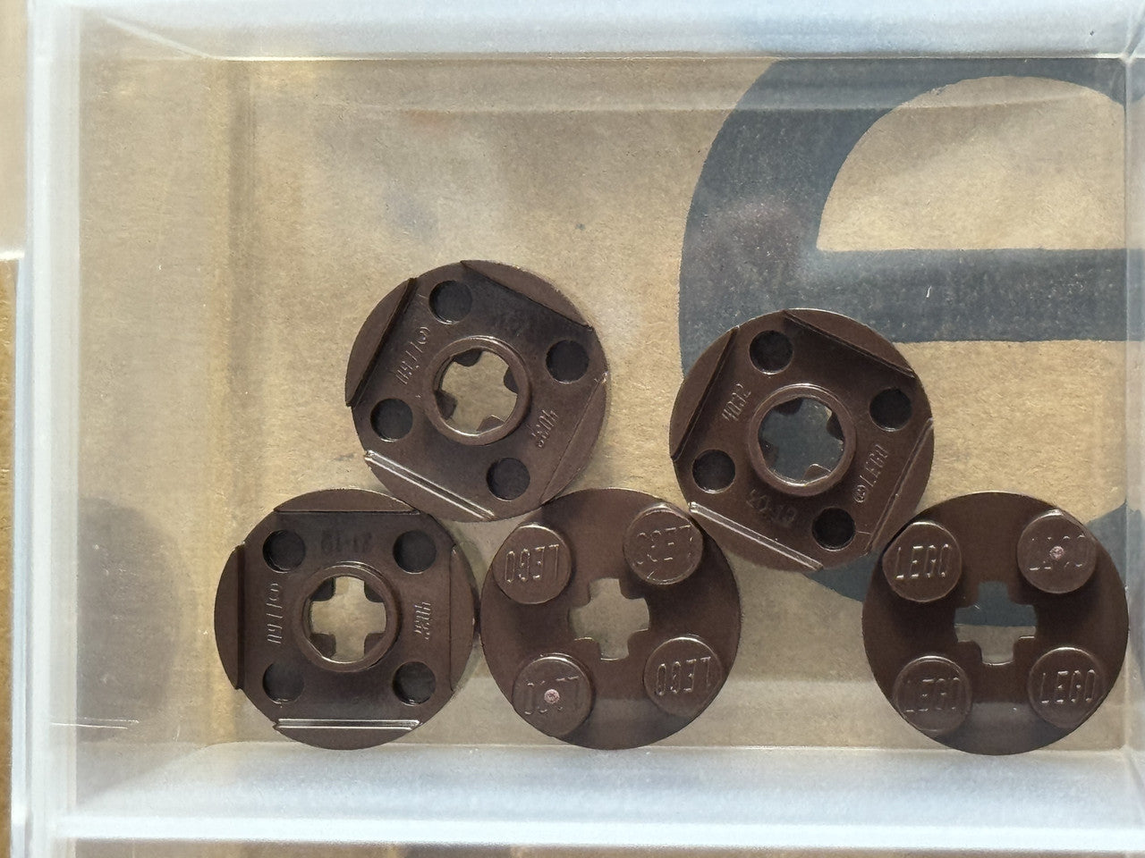 LEGO Parts - Dark Brown Plate, Round 2 x 2 with Axle Hole - No 4032 - QTY 5