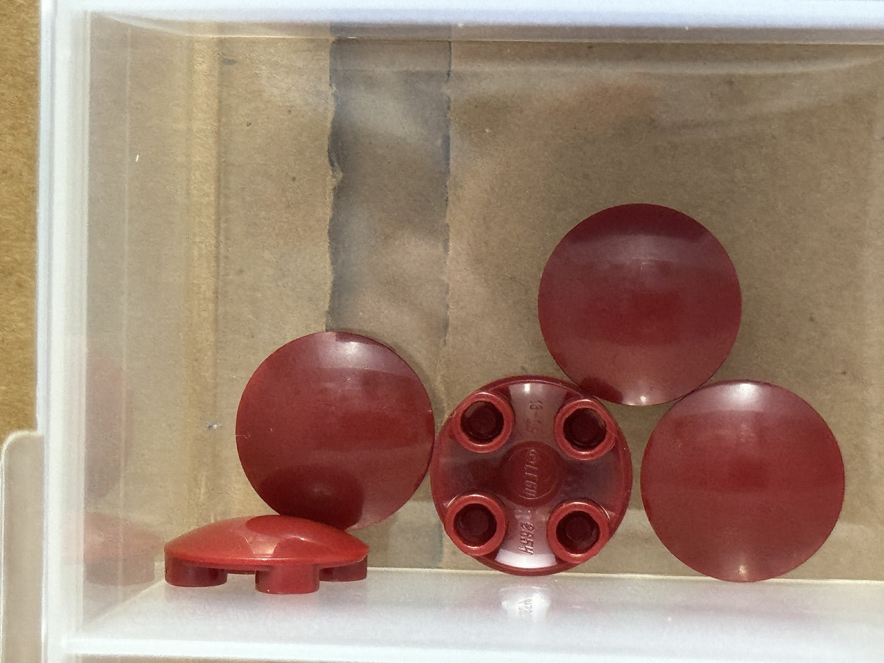 LEGO Parts - Dark Red Plate, Round 2 x 2 (Boat Stud) - No 2654 - QTY 5