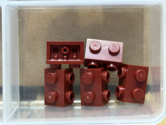 LEGO Parts - Dark Red Bracket 1 x 2 - 1 x 2 - No 99781 - QTY 5