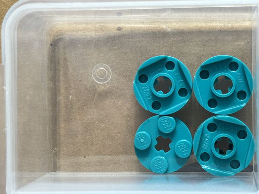 LEGO Parts - Dark Turquoise Plate, Round 2 x 2 with Axle Hole - No 4032 - QTY 5