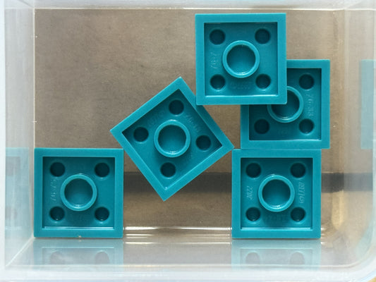 LEGO Parts - Dark Turquoise Plate 2 x 2 - No 3022 - QTY 5