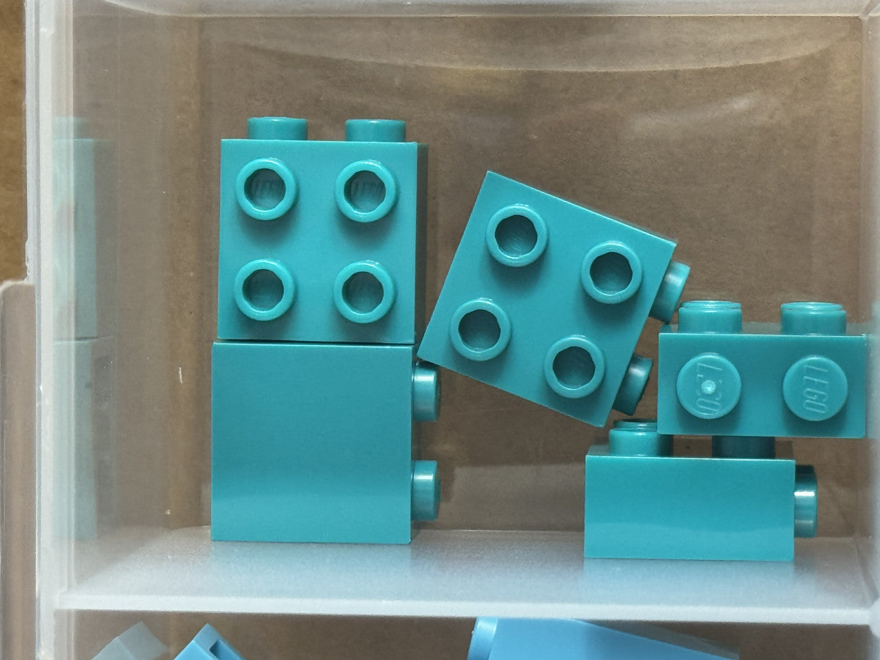 LEGO Parts - Dark Turquoise Brick 1 x 2 x 1 2/3 Studs on Side - No 22885 - QTY 5