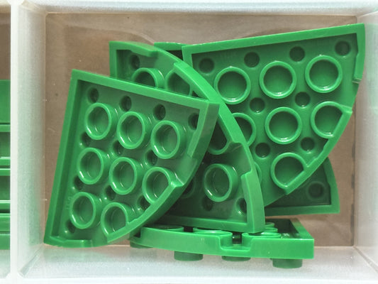 LEGO Parts - Green Plate, Round Corner 4 x 4 - No 30565 - QTY 5