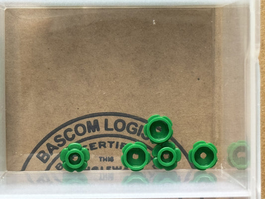 LEGO Parts - Green Plate, Round 1 x 1 Flower Edge (5 Petals) - No 24866 - QTY 5