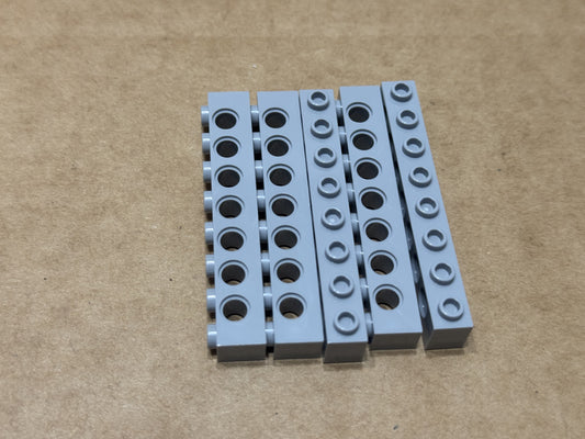 LEGO Parts - Light Bluish Gray Technic, Brick 1 x 8 with Holes - No 3702 - QTY 5