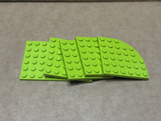 LEGO Parts - Lime Plate, Round Corner 6 x 6 - No 6003 - QTY 5