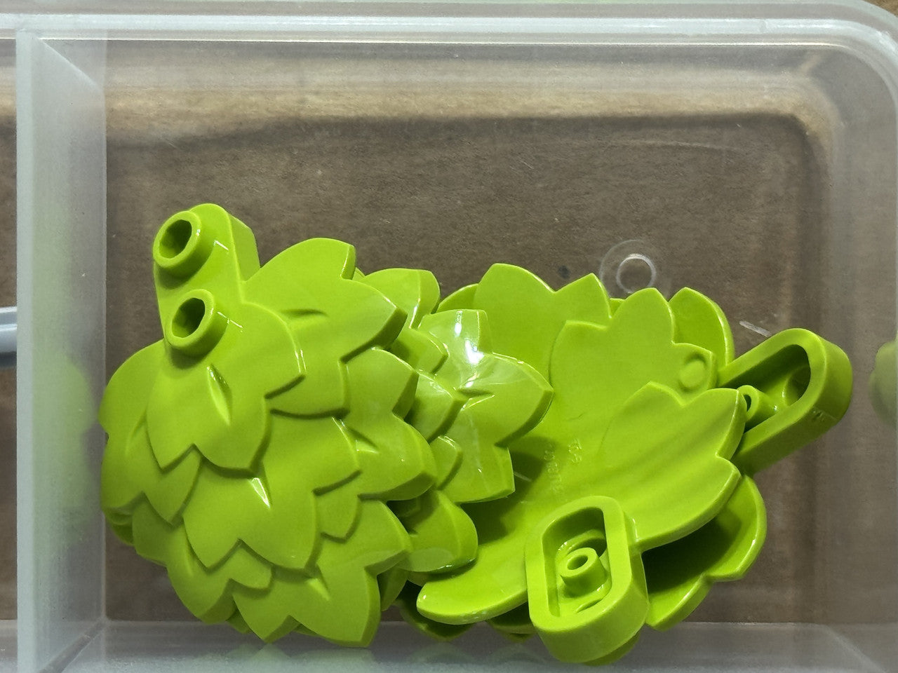 LEGO Parts - Lime Plant Plate, Round 1 x 2 with Layered Leaves - No 5058 - QTY 5