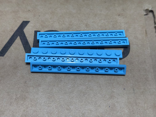 LEGO Parts - Medium Azure Plate 1 x 10 - No 4477 - QTY 5