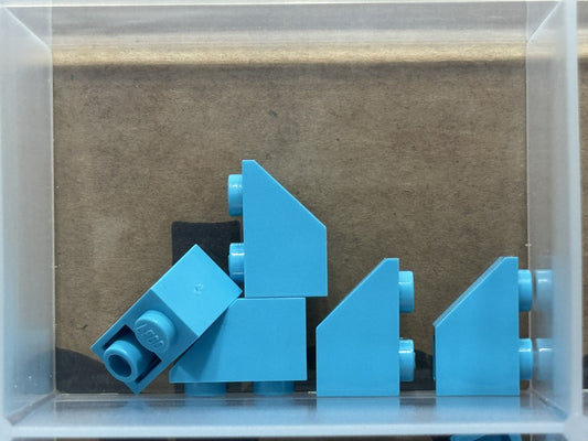 LEGO Parts - Medium Azure Slope, Inverted 45 2 x 1 - No 3665 - QTY 5