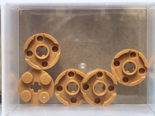 LEGO Parts - Medium Nougat Plate, Round 2 x 2 with Axle Hole - No 4032 - QTY 5
