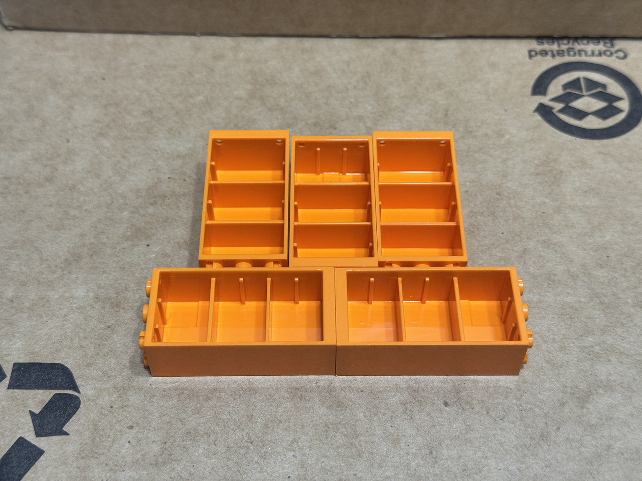 LEGO Parts - Orange Container, Cupboard Refrigerator 2 x 3 x 5 - No 2656 - QTY 5