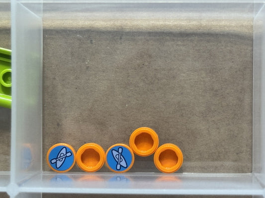LEGO Parts - Orange Tile, Round 1 x 1 Kayak and Oar - No 98138pb425 - QTY 5