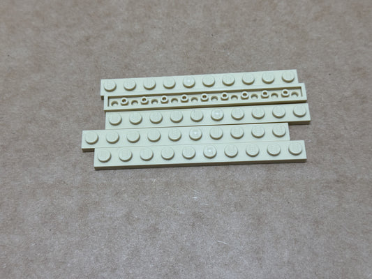 LEGO Parts - Tan Plate 1 x 10 - No 4477 - QTY 5