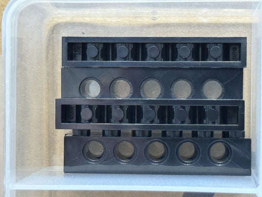 LEGO Parts - Black Technic, Brick 1 x 6 with Holes - No 3894 - QTY 5