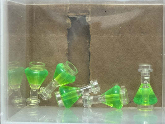 LEGO Parts - Trans-Clear Flask Trans-Bright Green Fluid - No 93549pb01 - QTY 5