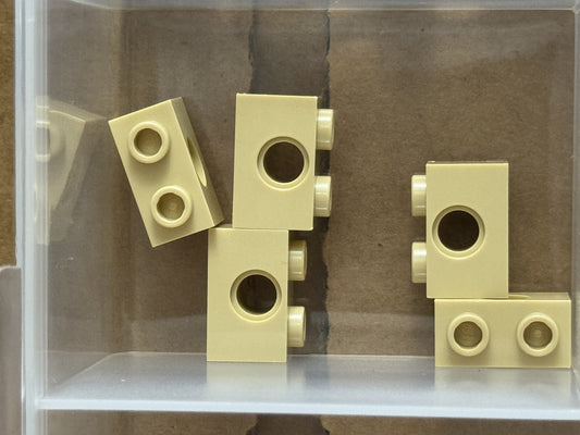 LEGO Parts - Tan Technic, Brick 1 x 2 with Hole - No 3700 - QTY 5