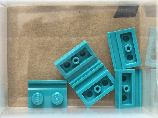 LEGO Parts - Dark Turquoise Plate 1 x 2 with Door Rail - No 32028 - QTY 5