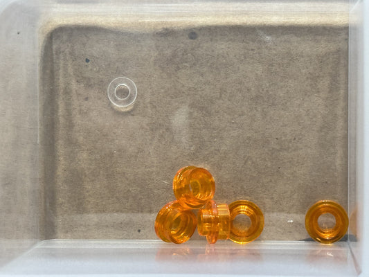 LEGO Parts - Trans-Orange Plate, Round 1 x 1 with Open Stud - No 85861 - QTY 5