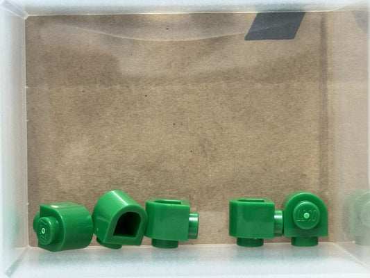 LEGO Parts - Green Brick, Round 1 x 1 x 2/3 Half Stud Side - No 3386 - QTY 5