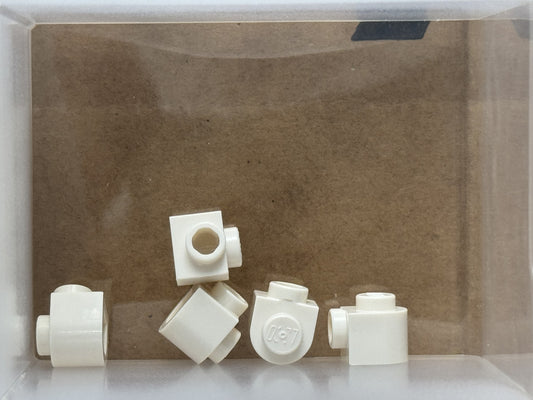 LEGO Parts - White Brick, Round 1 x 1 x 2/3 Half Stud Side - No 3386 - QTY 5