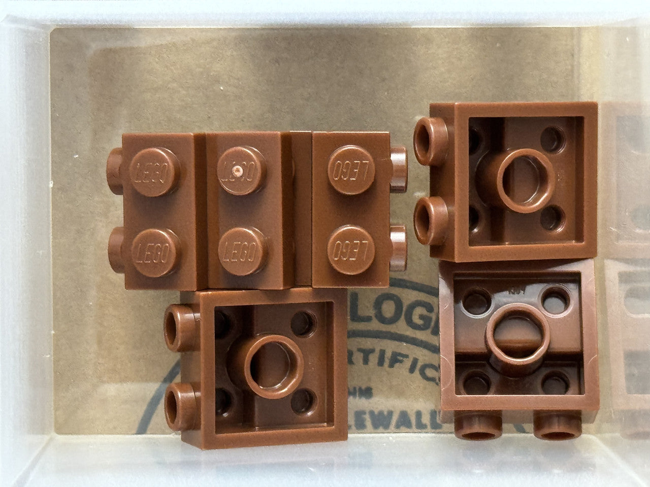 LEGO Parts - Reddish Brown Plate 2 x 2 x 2/3 2 Studs on Side - No 4304 - QTY 5