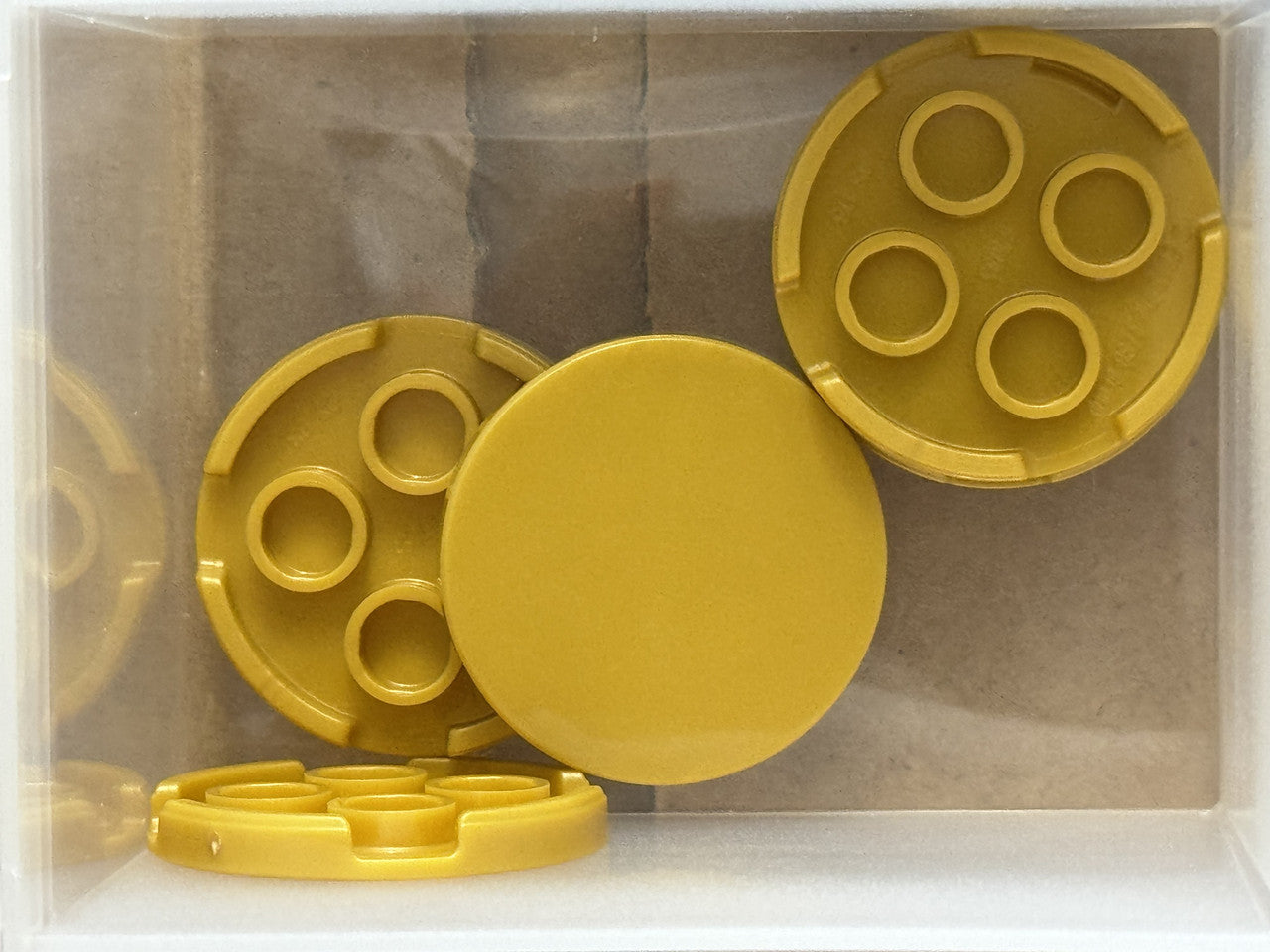 LEGO Parts - Pearl Gold Tile, Round 3 x 3 - No 67095 - QTY 5
